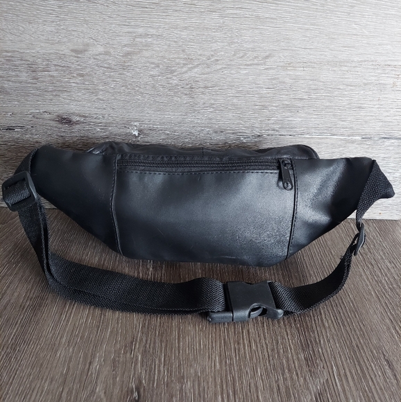 Vintage Black Leather Fanny Pack Waist Bag - Picture 3 of 6